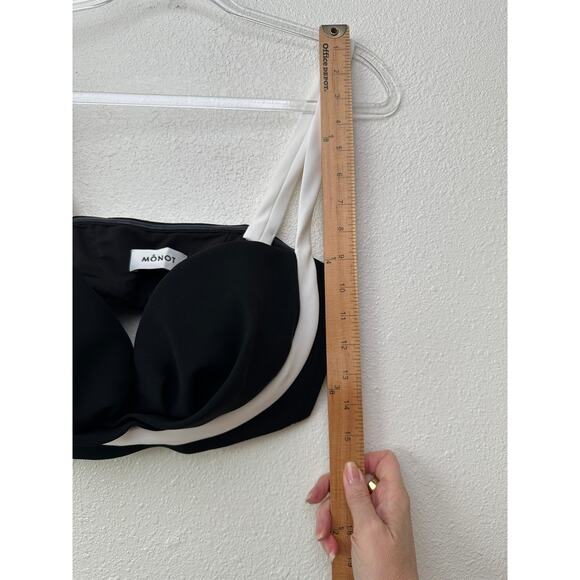 Mônot Black White Contrast Bustier Bra Crop Top Women’s Size 6 - Picture 16 of 16